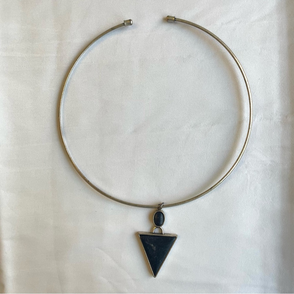 Urban Outfitters Black and Silver Triangle Collar Pendant Necklace